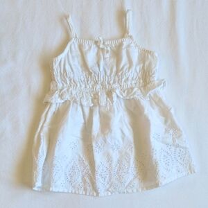 old navy white eyelet cotton rayon blend sun dress 3-6 months baby girl